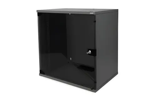 Digitus SOHO 12U schwarz / Wandrack / 19" / 520x580x400 mm / Glastür / bis zu 60 kg