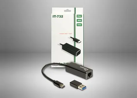 Inter-tech Argus IT-732 schwarz / Adapter / USB-C auf RJ-45 / 2,5-Gigabit-Ethernet / WOL-Unterstützung
