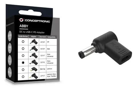 Conceptronic USB-C PD-Adapter für Asus 5,5 x 2,5 mm, schwarz / Adapter / 18-20 V / PD 3.0 / 100 W
