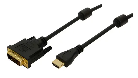 LogiLink HDMI-DVI-D-Kabel, schwarz / Kabel / HDMI-DVI-D / vergoldete Anschlüsse / 2 m