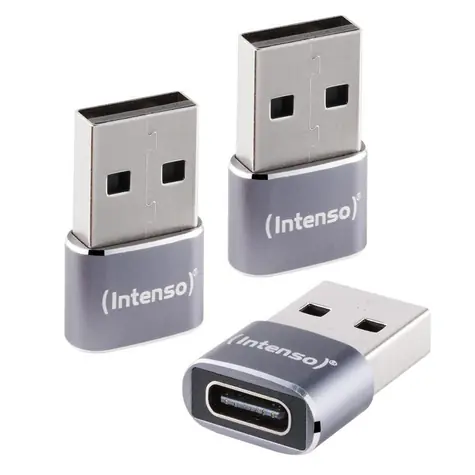 INTENSO C480A anthrazit / USB-C-auf-USB-A-Adapter / Aluminiumgehäuse / 3 Stück / USB 2.0