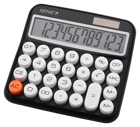 Genie 612BK schwarz / Taschenrechner / Tischgerät / 12-stellig / LCD-Display / batterie-/solarbetrieben