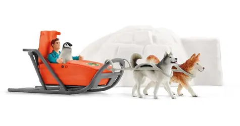 Schleich Wildtierfiguren Antarktisexpedition / Ranger, 2 Husky, Pinguinbaby / Iglu mit Rutsche / ab 3 Jahren