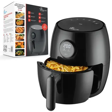 Extralink Home Heißluftfritteuse SJ-200 schwarz / Heißluftfritteuse / 2 l / 1000 W / 80-200 °C / Touch-Bedienung