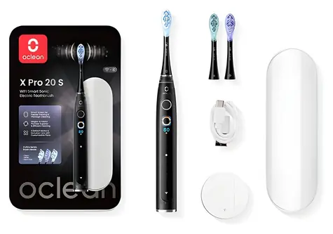 Oclean X Pro 20 schwarz / Schallzahnbürste / 84.000 Vibrationen / 12 Reinigungszonen / Reiseetui / Bluetooth