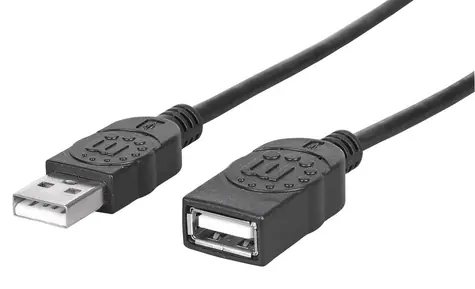 Manhattan USB 2.0 Verlängerungskabel AA Schwarz / Kabel / 1 m