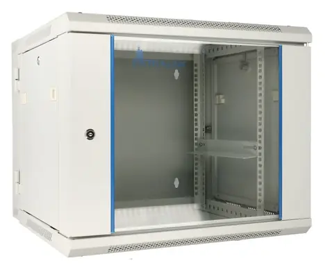 Extralink 12U 600x600 grau / Wandschrank / 19" / zweiteilig / Glastür / Tragfähigkeit 60 kg