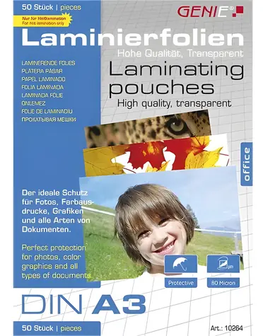 GENIE Laminierfolie A3 / Laminierfolie / 50 Stück / 303 × 426 mm