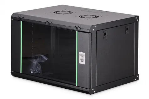 Digitus Dynamic schwarz / Wandschrank / 19" / 7U / 385x600x450 mm / Glastür / IP20