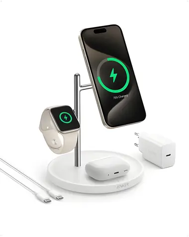 Anker MagGo weiß / Kabelloses Ladegerät / 3-in-1 / Faltbar
