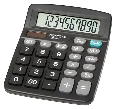 Genie Basic 220 MD schwarz / Tischrechner / 10-stellige Anzeige / solar- und batteriebetrieben