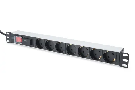 Digitus DN-95407 / 19"-Rack-Steckdosenleiste / 7 Steckdosen / Aluminium / 2 m