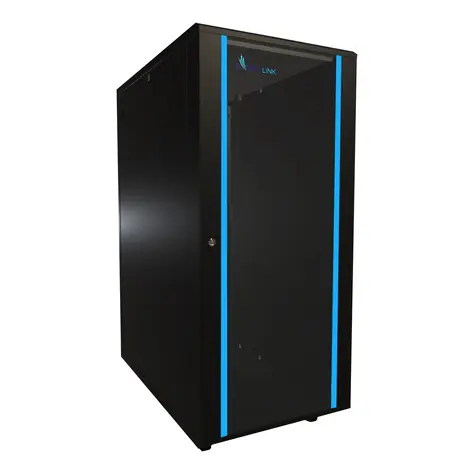 Extralink Rack 27U schwarz / Rackschrank / 19" / Breite 600 mm / Tiefe 1000 mm / Glastür