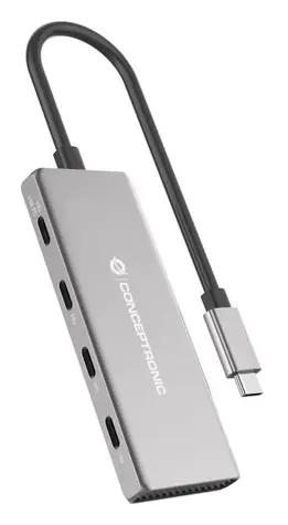 Conceptronic HUBBIES16G grau / USB-C-Hub / 4X USB-C / USB 3.2 Gen 2 / USB-C PD 100W