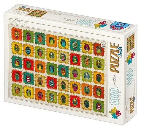 D-TOYS Puzzle-Set: Eulen / 1000 Teile / 68 x 47 cm