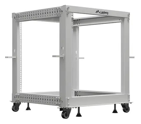 Lanberg Open Rack 12 HE, grau / Standrack / 600 × 600 mm / Tiefe 576-1034 mm / Tragfähigkeit 600 kg
