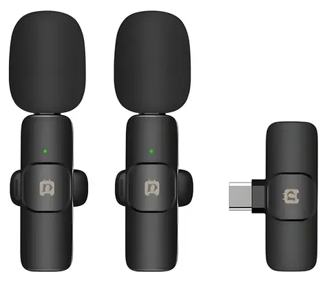 Puluz PU3151B schwarz / Ansteckmikrofon / 2er-Set / kabellos / USB-C / 2,4 GHz