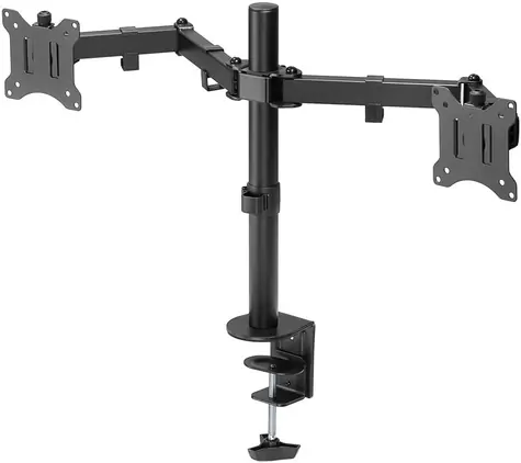 Goobay Dual-Monitorhalterung Flex schwarz / Halterung für 2 Monitore / flexibler Arm