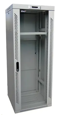 Lexi-net 19"-Rack, grau / 27 HE / 600 x 600 mm / abnehmbar / Glastür