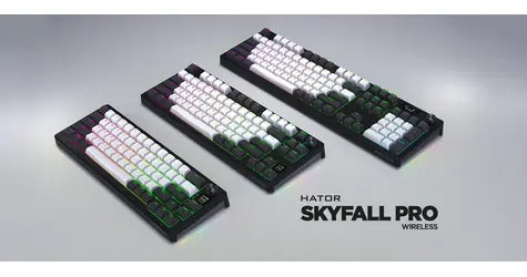 Hator Skyfall 65 PRO grau-schwarz / Gaming-Tastatur / mechanisch / kabellos / Bluetooth 5.3 / US-Layout