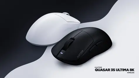 Hator Quasar 3S Ultima Schwarz / Kabellose Gaming-Maus / Optisch / 30000 DPI / 2,4 GHz / Bluetooth / USB-C