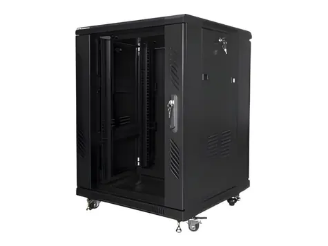 Lanberg 15U 19" schwarz / Rack-Schrank / 600 × 600 mm / Flach verpackt / Tragfähigkeit 800 kg
