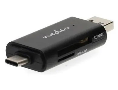 Nedis CRDRU2110BK Schwarz / Kartenleser / All-in-One / USB-C / USB-A / USB 2.0