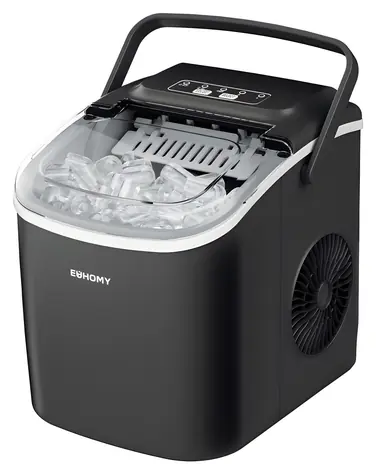 Euhomy IM016 schwarz / Eiswürfelbereiter / 12 kg/24 Std. / Selbstreinigung / Touch-Bedienung