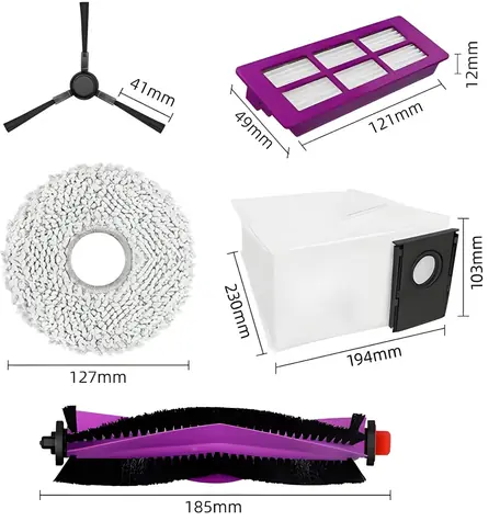 Midea V15 / Ersatzteilset / Seitenbürste / Wischpads / Walzenbürste / Filter / Staubbeutel