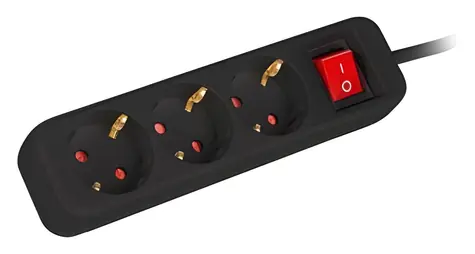 Lanberg Steckdosenleiste 3x Schuko schwarz / Steckdosenleiste / Schalter / Kupferkabel / 1,5 m