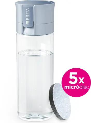 Brita Fill & Go Vital, pastellblau / Wasserfilterflasche / 5x MicroDisc
