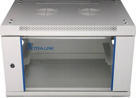 Extralink EX.8567 grau / Wandmontage-Rack / 19" / 6 HE / 600 x 600 mm / Glastür