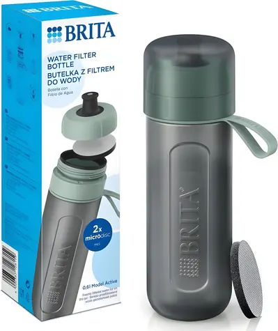 Brita Fill & Go Active Green / Wasserfilterflasche / 0,6 l / 2x MicroDisc-Filter