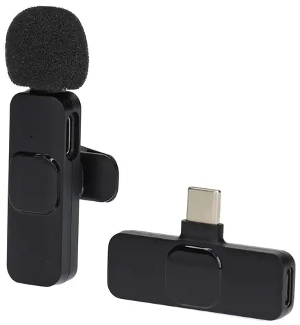 Nedis Kabelloses Lavalier-Mikrofon, Schwarz / USB-C / 360°-Rundumsicht / Ein-/Ausschalter / 1,8 m Kabel