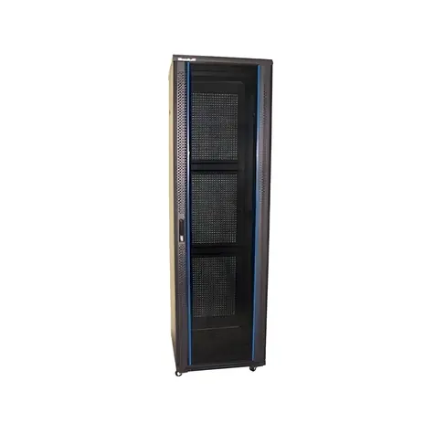 Xtendlan 47U/600x1000 schwarz / Rack-Schrank / 19" / Glastür / perforierte Rückwand