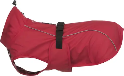 TRIXIE Vimy Hunde-Regenmantel S 40 cm rot / Polyurethan / Reflektierende Elemente / Wasserdichte Reißverschlüsse für die Leine