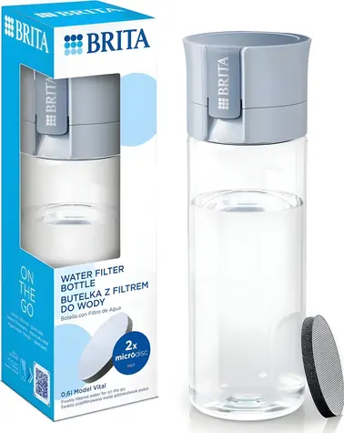 Brita Fill & Go Vital blau / Wasserfilterflasche / 0,6 l / 2x MicroDisc