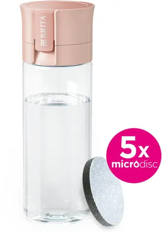 Brita Fill & Go Vital Wasserfilterflasche in Pastellpfirsich / 5x MicroDisc
