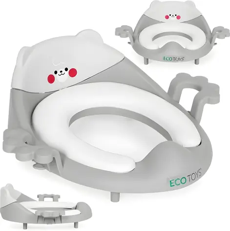 ECOTOYS Kinder-WC-Sitz grau / WC-Sitz / rutschfest / Griffe