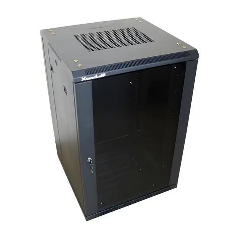 Xtendlan 18U/600x600 Rack schwarz / 19" Rack / Glastür / geschlossene Rückwand