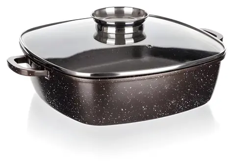 Banquet Premium Dunkelbraun / Auflaufform mit Deckel / Antihaftbeschichtung / 28 x 28 x 8 cm