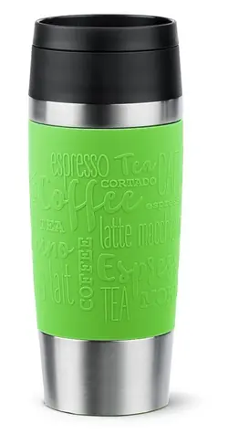 Emsa Reisebecher Klassische Limette, Edelstahl / Thermobecher / 0,36 l / Edelstahl, Silikon