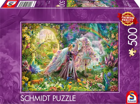 Schmidt Puzzle Traumreise mit einem Einhorn / 500 Teile / ab 10 Jahren