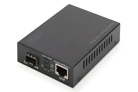 Digitus DN-82140 schwarz / Medienkonverter / Gigabit PoE / RJ-45 - SFP