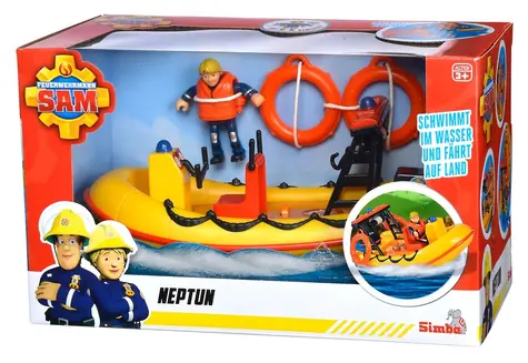 Simba Feuerwehrmann Sam Neptun Boot mit Figur / Spielzeugboot / Winde mit Seil / Schwimmt auf dem Wasser / ab 3 Jahren