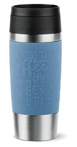 Emsa Reisebecher Classic 0,36 l blau / Thermosbecher / Edelstahl / Silikonhülle
