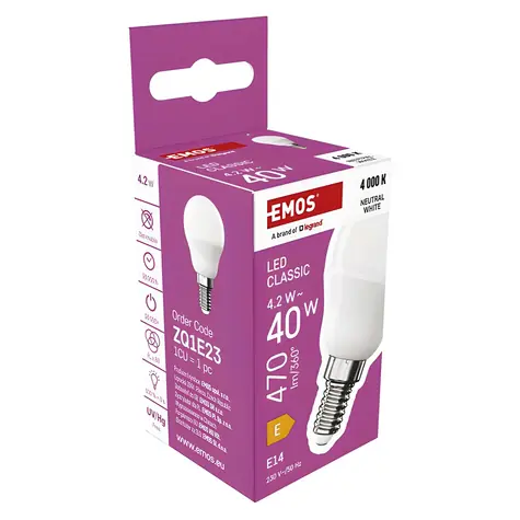 Emos LED-Mini-Globelampe E14 4,2 W / Ersatz für 40-W-Lampe / neutralweiß 4000 K / 470 lm / 30.000 h