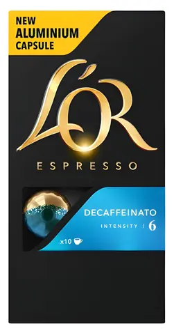 L'OR Decaffeinato / Kaffeekapseln / Entkoffeiniert / 10 Stück