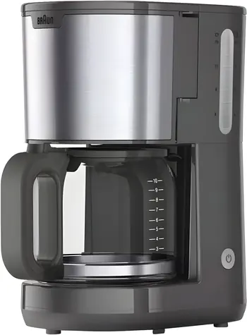 Braun KF 1500 PurShine grau/Edelstahl / Filterkaffeemaschine / 1000 W / 10 Tassen / Aromakanne