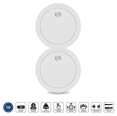 Alecto SD1030 weiß / Rauchmelder / 2 Stück / Batterie und Sensor 10 Jahre / 85 dB